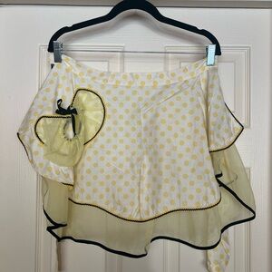 Vintage Yellow White Polka Dot double sided Half Apron with Pocket